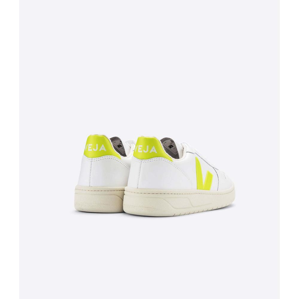 Veja V-10 LEATHER Women's Sneakers White/Mint | CA 647HAP